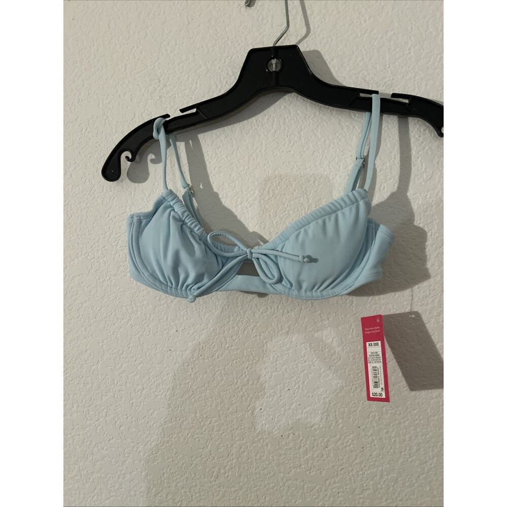 Juniors Shirred Underwire Bikini Top Xhilaration Blue Size XS (00)